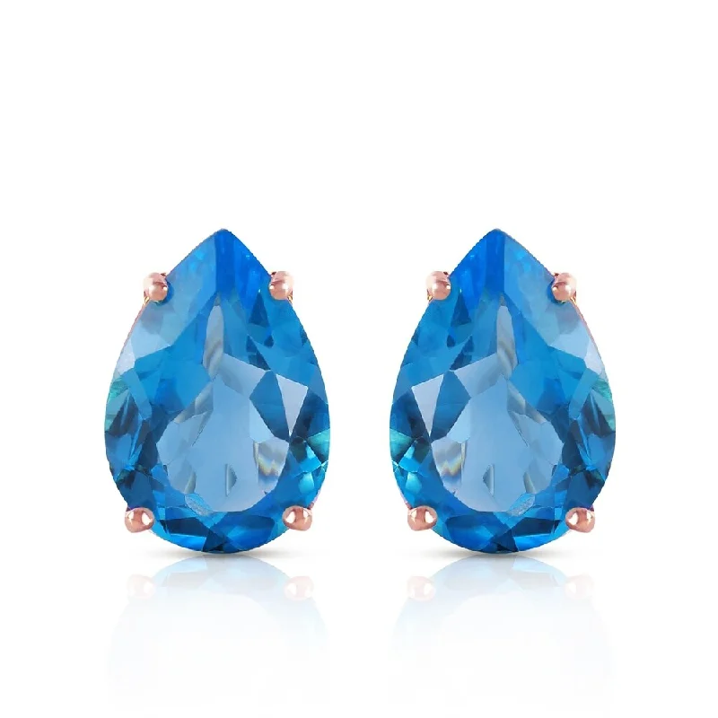 Dew bead earrings-10 Carat 14K Solid Rose Gold Pear Shape Blue Topaz Earrings