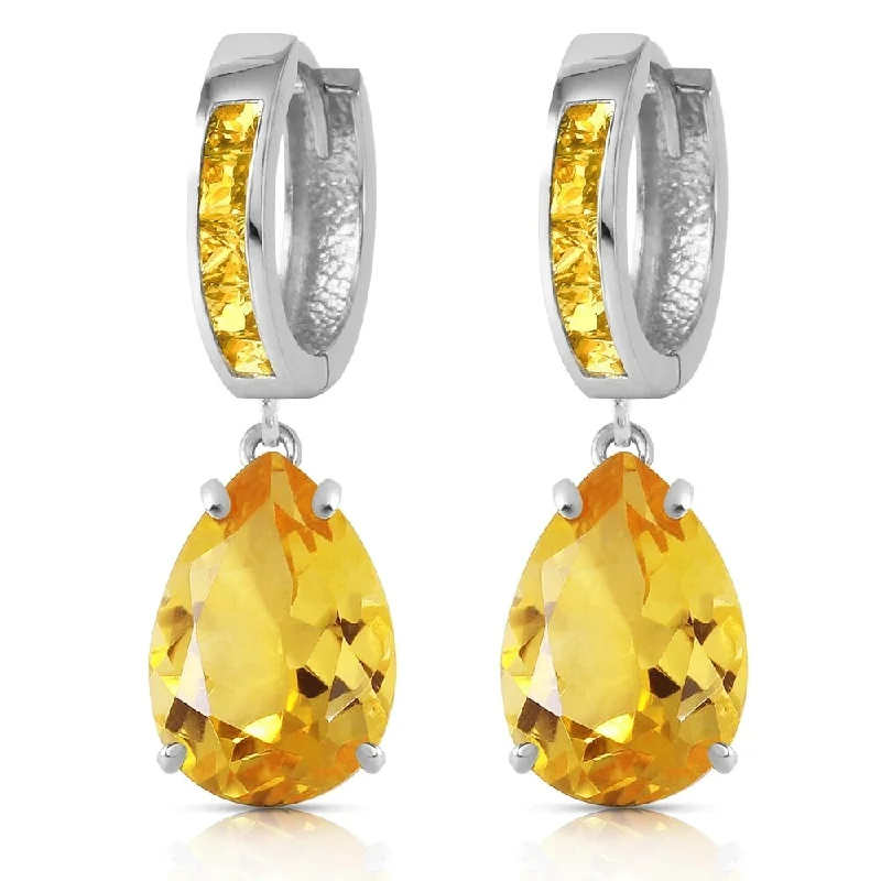 Quartz grit earrings-13.2 Carat 14K Solid White Gold Loving Touch Citrine Earrings