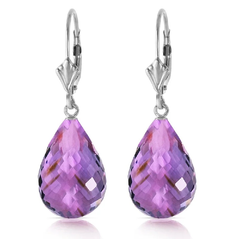 Patch stripe earrings-14 Carat 14K Solid White Gold Almost Touching Amethyst Earrings