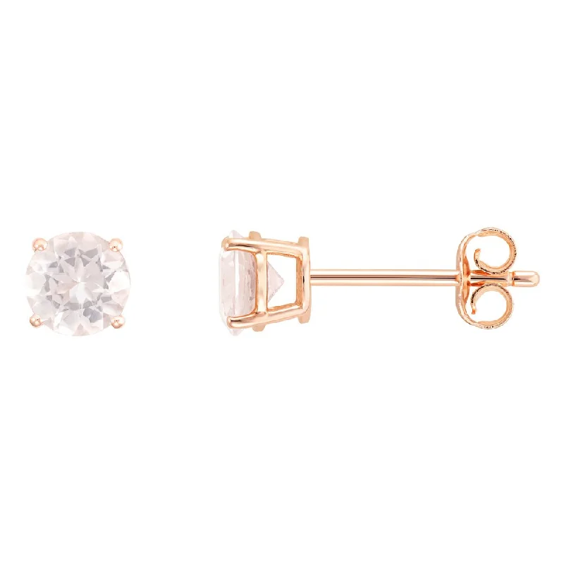 Tin alloy earrings-14k Rose Gold Round Morganite Stud Earrings