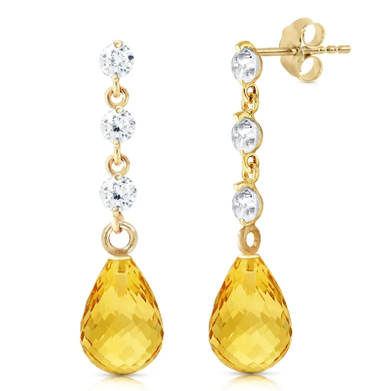 Brook pebble earrings-14K Solid Gold Diamond & Natural Citrine Class Elegant Earrings