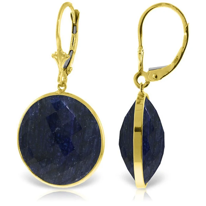 Star-cut opal earrings-14K Solid Gold Leverback Earrings w/ Checkerboard Cut Round Sapphires