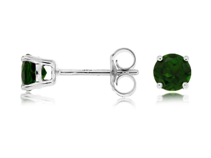 Scored groove earrings-14K White Gold 1.10ctw Chrome Diopside Stud Earrings (94164)