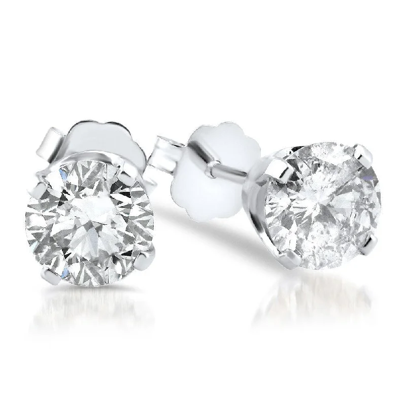 Shale fleck earrings-14k White Gold 1ct TDW Diamond Stud Earrings