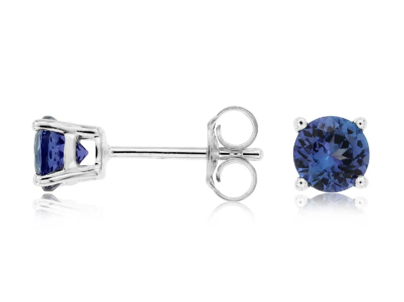 Root stem earrings-14K White Gold 1ctw Tanzanite Stud Earrings (97918)