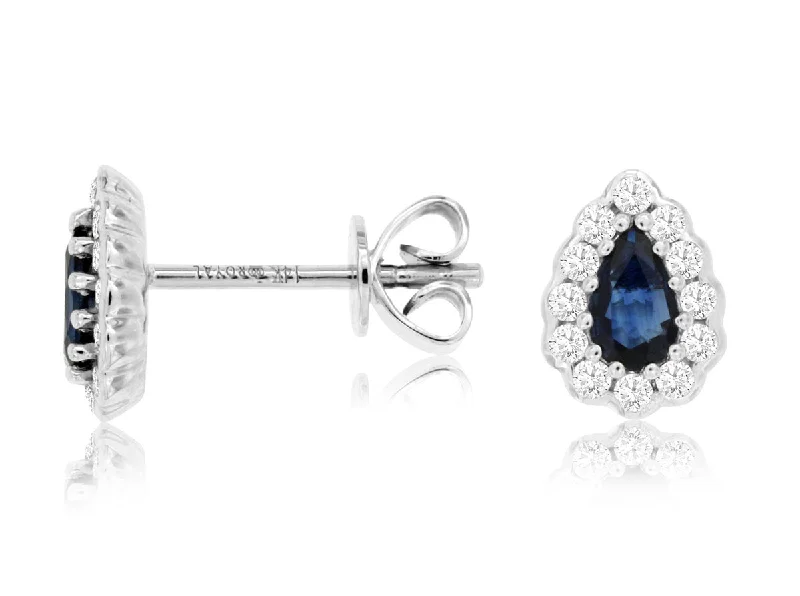 Shale fleck earrings-14K White Gold .21ctw Diamond and .56ctw Pear Shape Sapphire Earrings (97925)