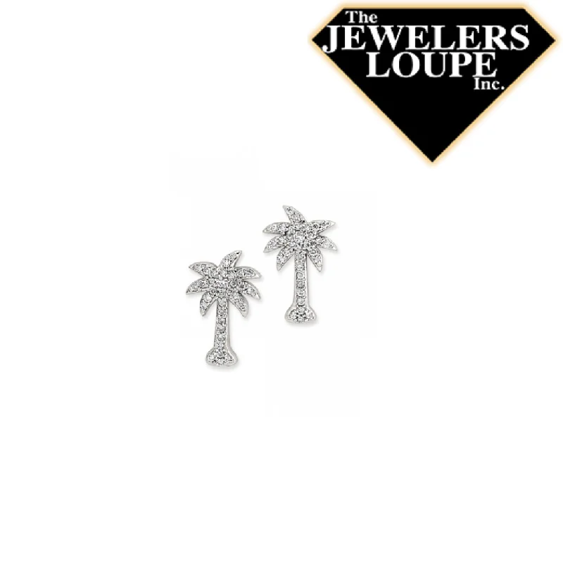 Copper hoop earrings-14K White Gold .26ctw Diamond Palmetto Tree Stud Earrings (98667)