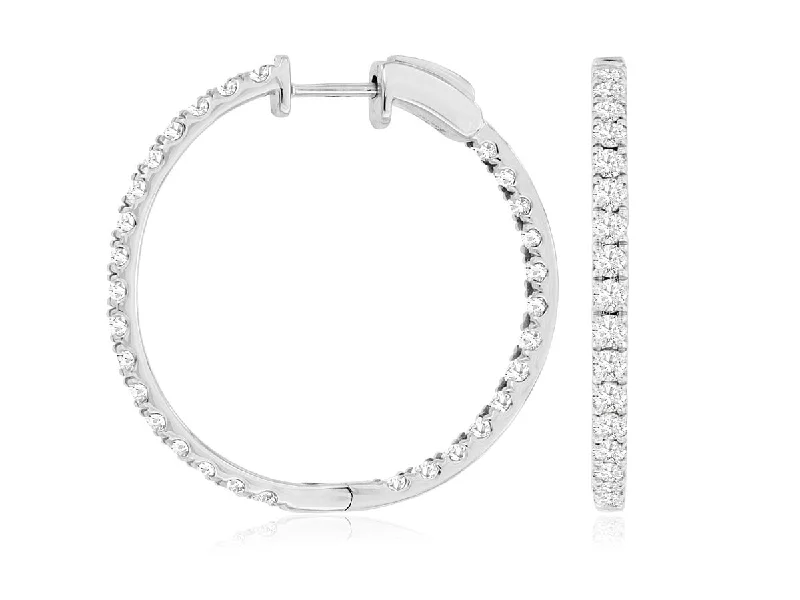 Worn edge earrings-14K White Gold 2ctw Diamond Inside-Out Hoop Earrings (97912)