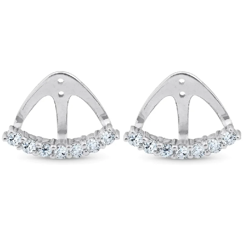 Tribal braid earrings-14k White Gold 3/4 Ct TDW Diamond Stud Earring Jacket