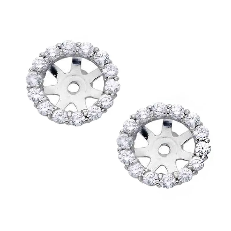 Tartan check earrings-14k White Gold 4/5ct TDW Diamond Stud Earring Jackets (I-J, I2-I3)