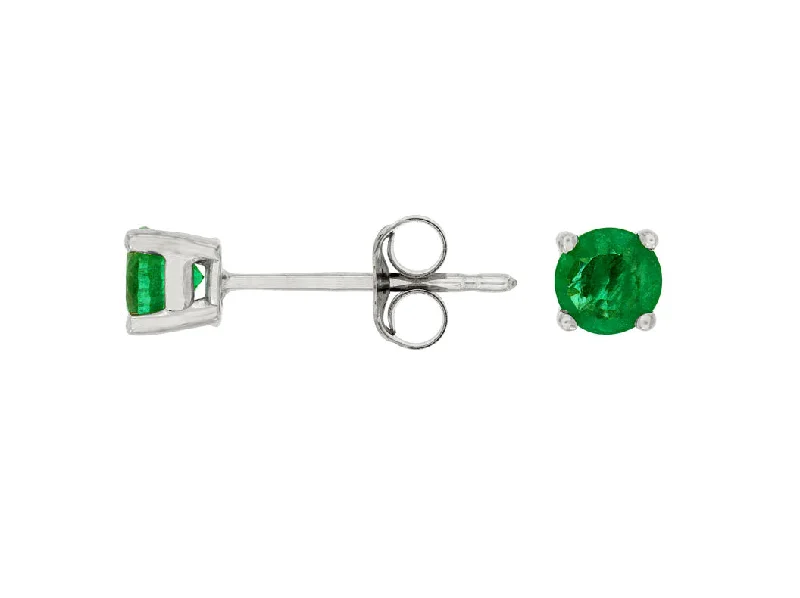 Muted check earrings-14K White Gold .60ctw Emerald Stud Earrings (93432)