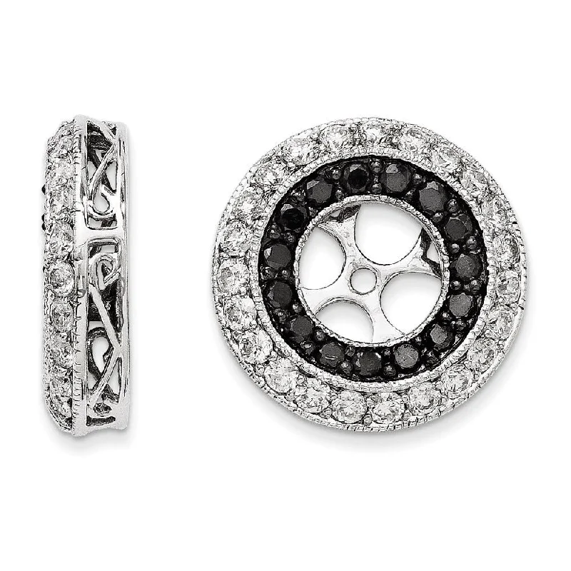 Knit hoop earrings-14k White Gold Black And White Diamond Earring Jackets (L-17 mm, W-17 mm)