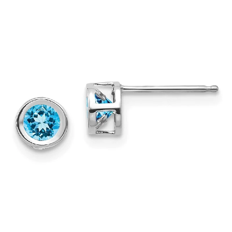 Peak gem earrings-14k White Gold Blue Gemstone December Earrings (L-4 mm, W-4 mm)