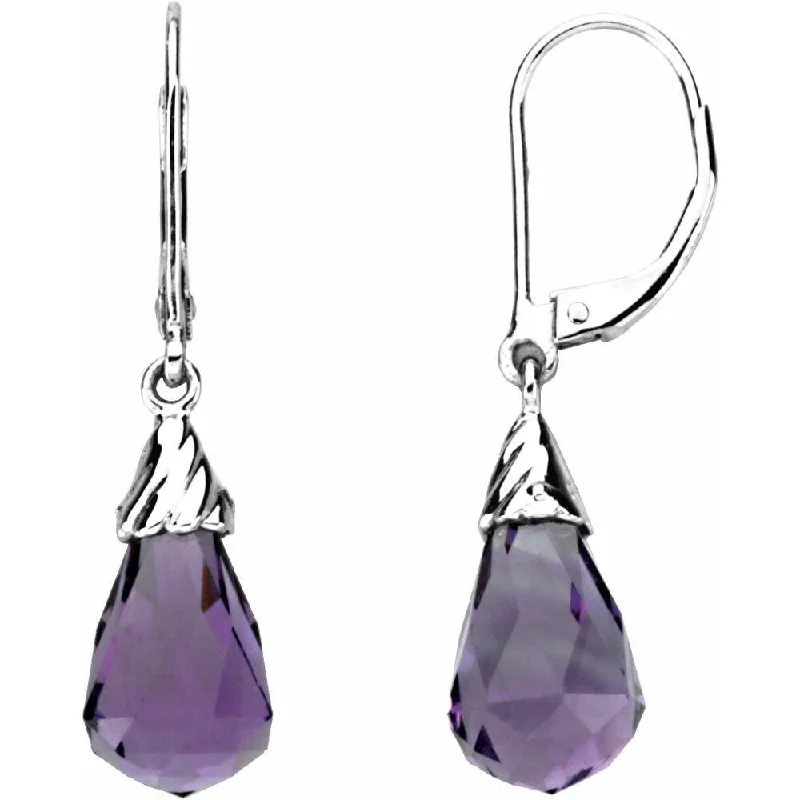 Luminous set earrings-14k White Gold Briolette Amethyst Dangle Earring for Women