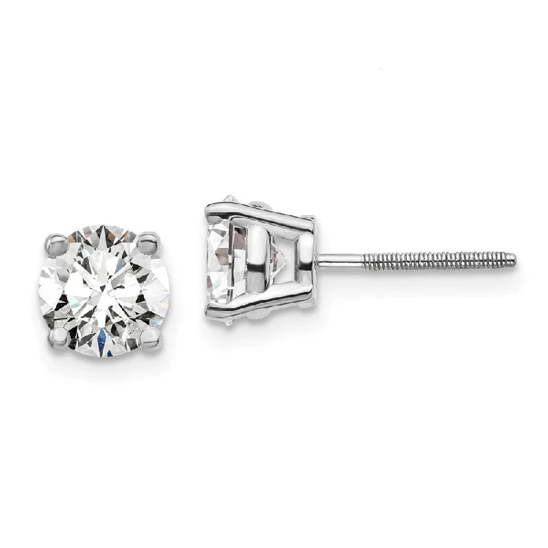 Nature print earrings-14k White Gold Certified Lab Grown Diamond Stud Earrings (2.00 cttw, Clarity- SI1-SI2, Color- G-H)