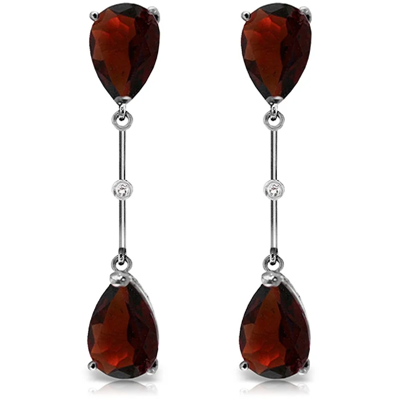 Luminous set earrings-14K White Gold Diamonds & Garnets Dangling Gemstone Earrings