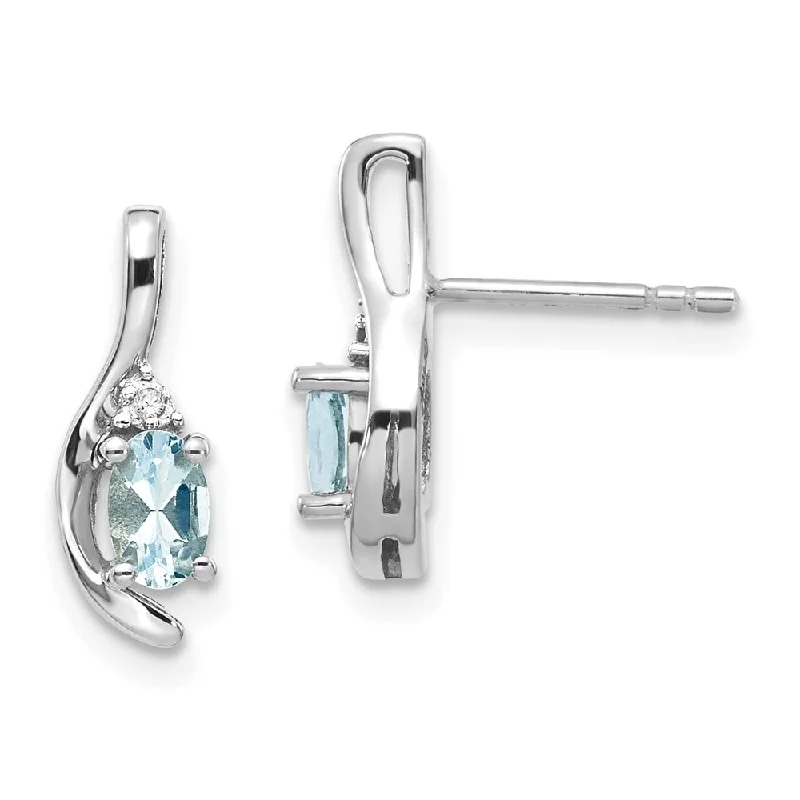 Canvas stud earrings-14k White Gold Gemstone Diamond (L-14 mm, W-5 mm)