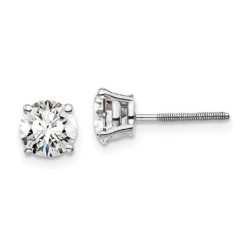 Molten alloy earrings-14k White Gold Lab Grown Diamond Stud Earrings (1.50 cttw, Clarity- SI1-SI2, Color- G-H)