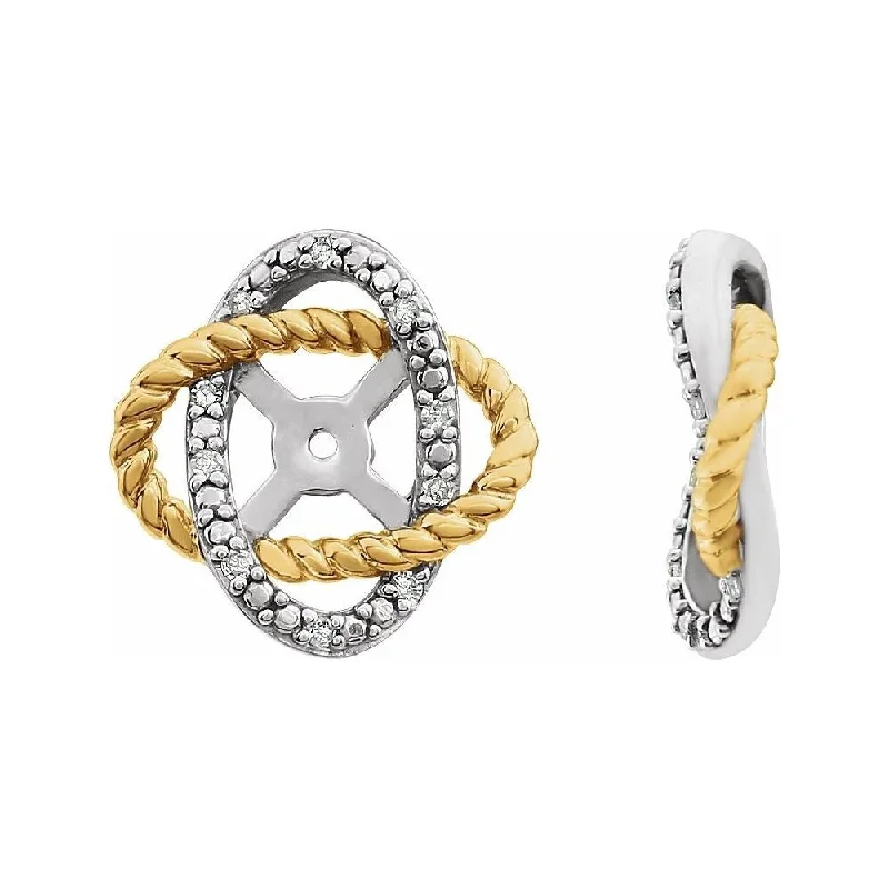 Curled metal earrings-14K White/Yellow Gold-Plated .07 CTW Diamond Earring for Women Jackets with 5.3mm ID for Women