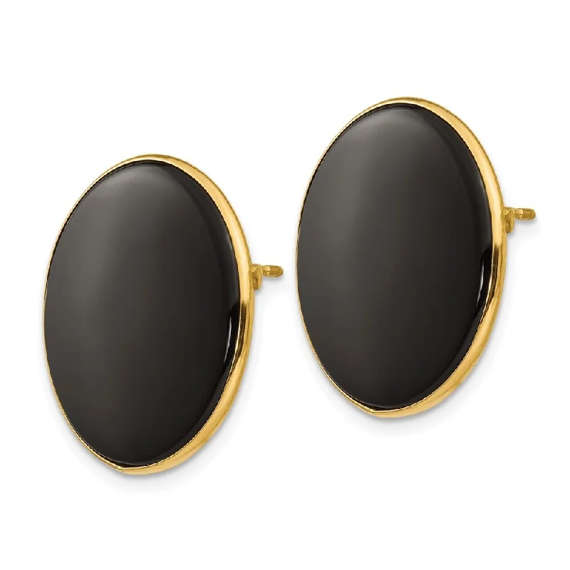 Faded patina earrings-14k Yellow Gold Black Onyx Earrings (L-21 mm, W-21 mm)