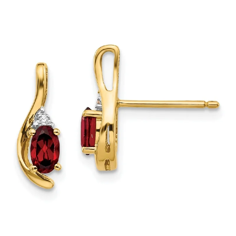 Plaid band earrings-14k Yellow Gold Diamond And Gemstone Earrings (L-14 mm, W-5 mm)