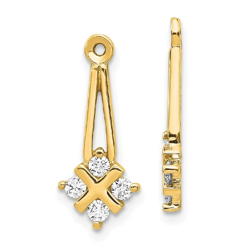 Glazed gem earrings-14k Yellow Gold Lab Grown Diamond Earrings Jacket ( Clarity- SI1-SI2, Color- G-H)