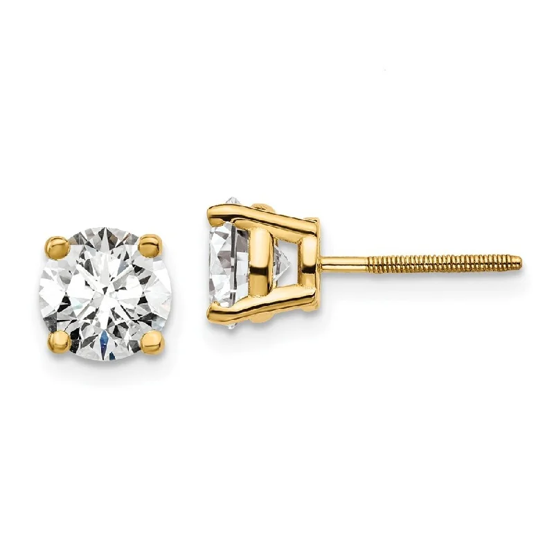 Oak husk earrings-14k Yellow Gold Lab Grown Diamond Stud Earrings (2.00 cttw, Clarity- SI1-SI2, Color- G-H)