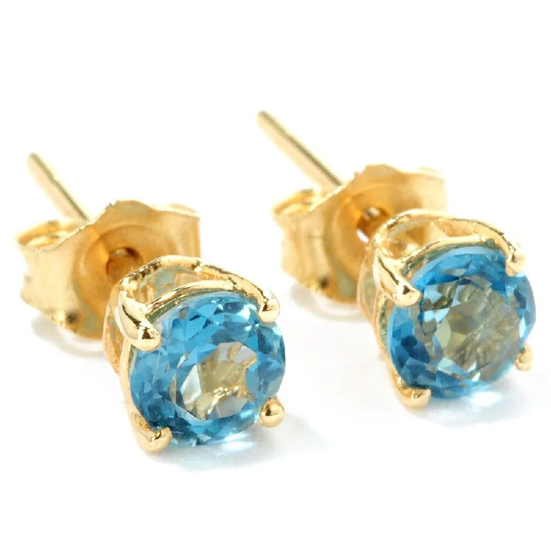 Bronze cast earrings-14k Yellow Gold Petite 4mm London Blue Topaz Stud Earrings