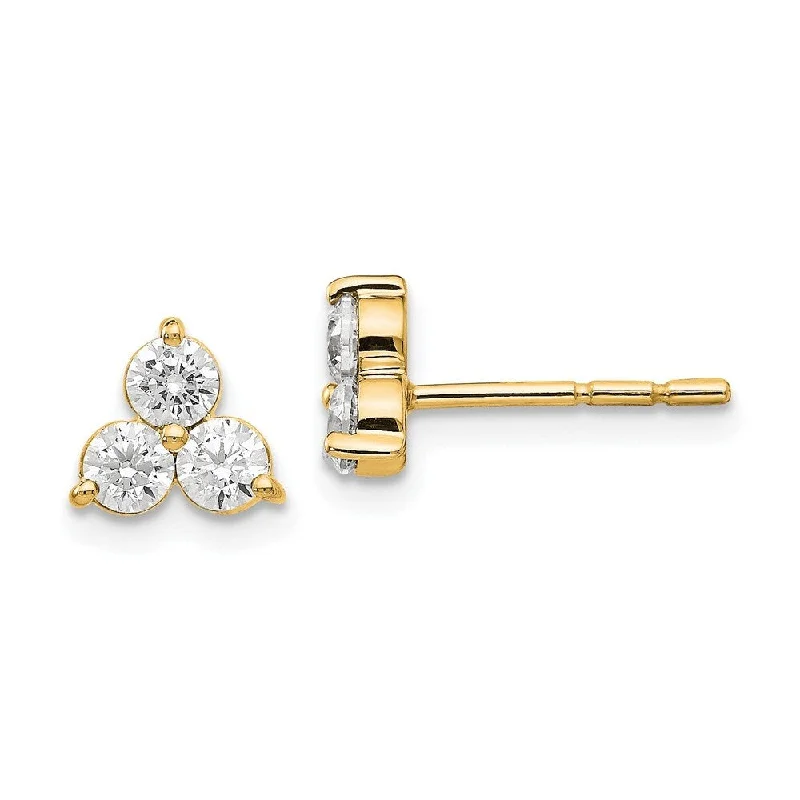 Shell fragment earrings-14k Yellow Gold True Origin Lab-Grown Diamond Stud Earrings, (Clarity- VS, Color- E, 0.75 cttw) (L-14 mm, W-6.8 mm)