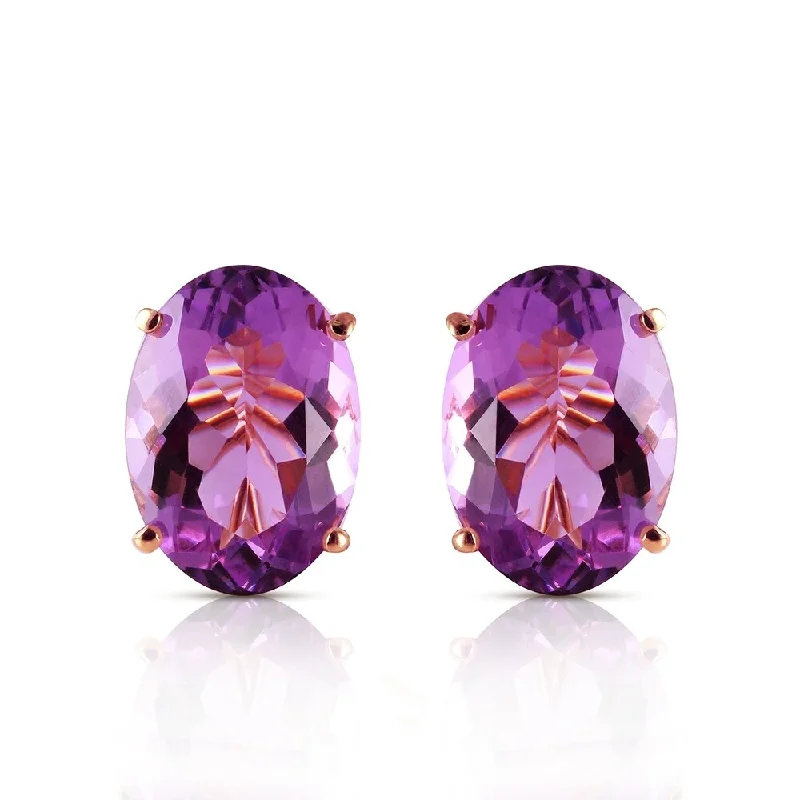 Curled metal earrings-15.1 CTW 14K Solid Rose Gold French Clips Earrings Natural Amethyst