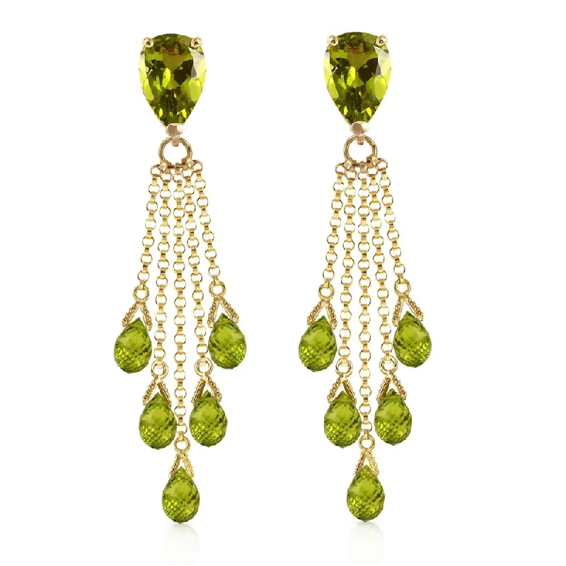 Curled metal earrings-15.5 Carat 14K Solid Gold Playful Peridot Earrings