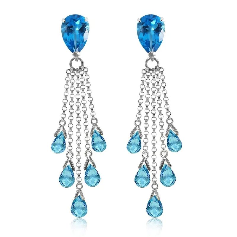 Streaked stone earrings-15.5 Carat 14K Solid White Gold The Chosen Path Blue Topaz Earrings