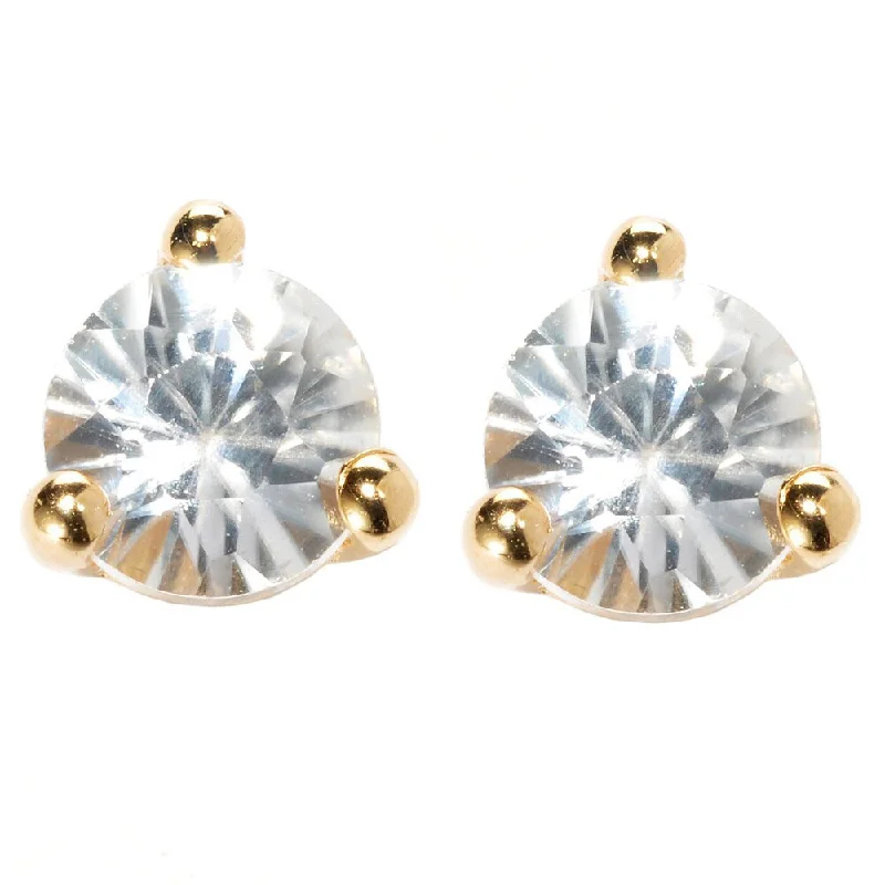 Split husk earrings-18k Yellow Vermeil or Platinum Over Sterling Silver White Zircon Martini Stud Earrings