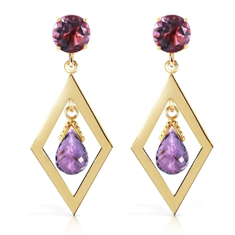 Iron forged earrings-2.4 Carat 14K Solid Gold Chandelier Earrings Amethyst