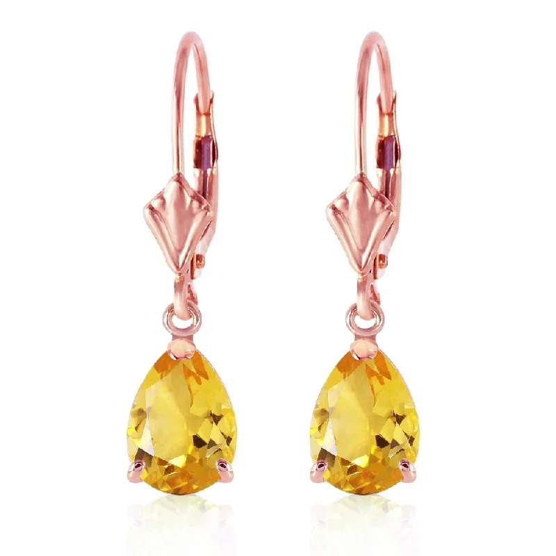 Turning gem earrings-2.85 Carat 14K Solid Rose Gold Citrine Sunshine Earrings