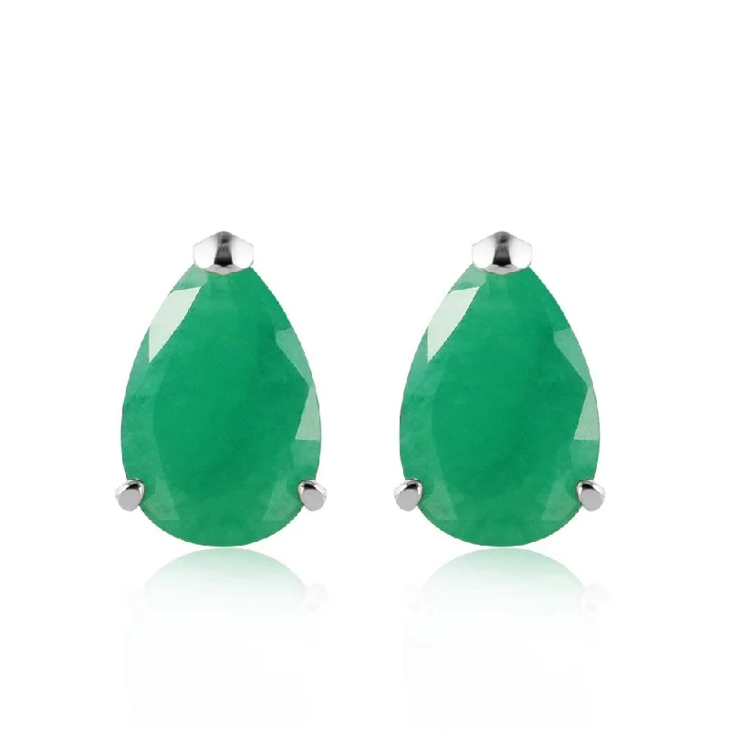 Jade vein earrings-2 Carat 14K Solid White Gold Temptation Near Emerald Earrings