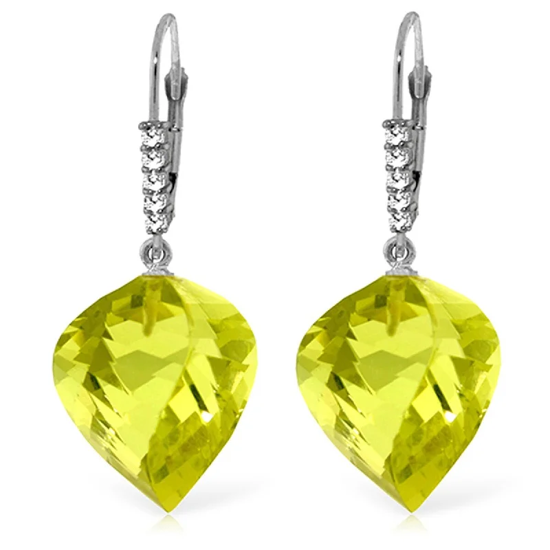 Recycled relic earrings-21.65 Carat 14K Solid Gold Earrings Diamond Briolette Quartz