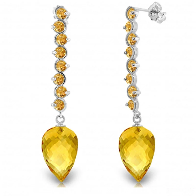 Retro mine earrings-22.1 Carat 14K Solid Gold Drop Briolette Citrine Gemstone Earrings