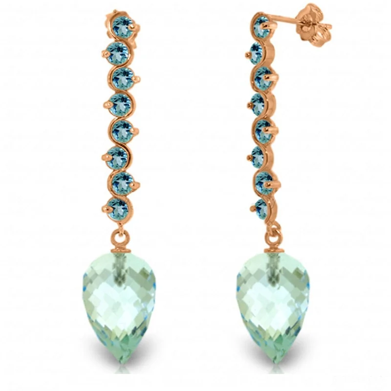 Bud drop earrings-25.6 Carat 14K Solid Gold Drop Briolette Blue Topaz Gemstone Earrings