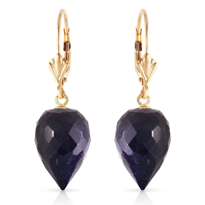 Wool wrap earrings-25.7 Carat 14K Solid Gold Drop Briolette Sapphire Earrings