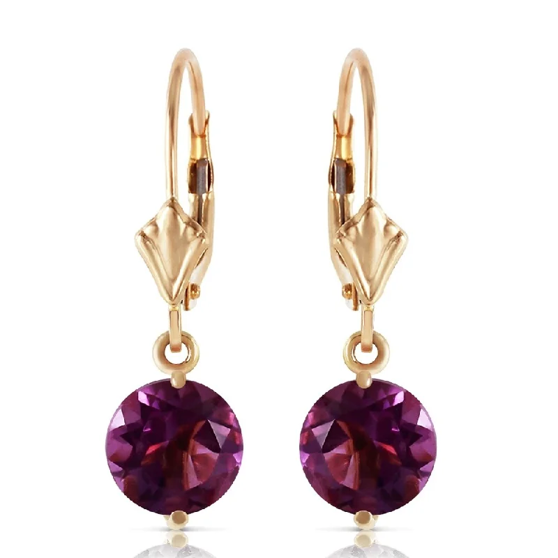 Canvas stud earrings-3.1 Carat 14K Solid Gold Prettygirl Amethyst Earrings