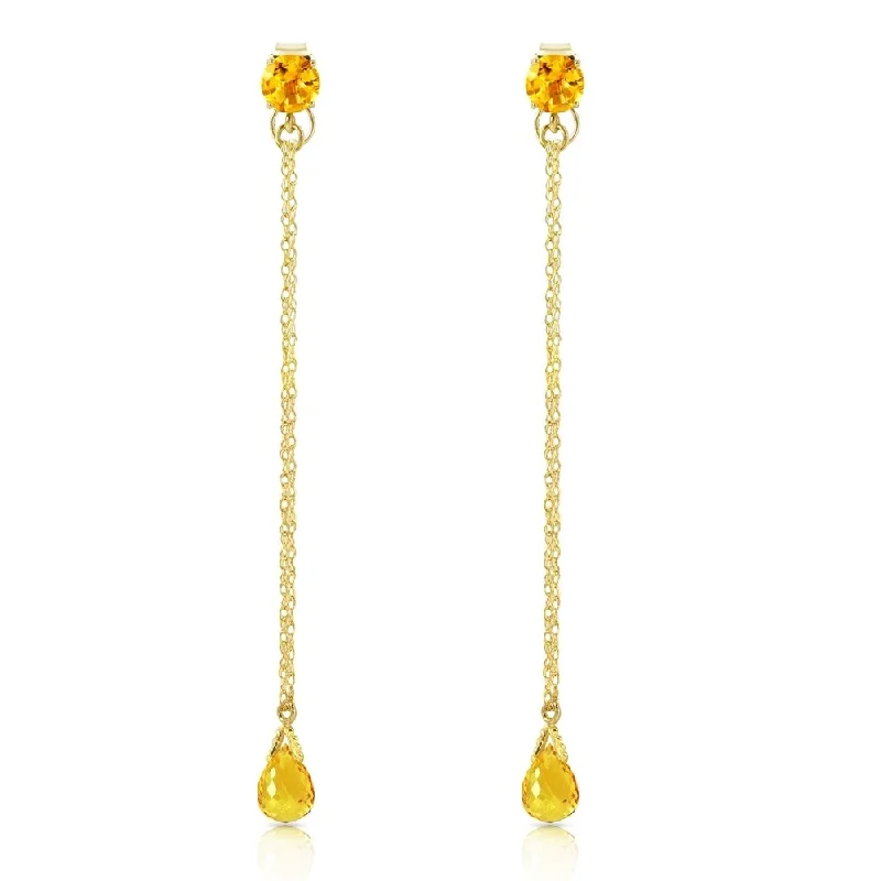 Dew bead earrings-3.15 Carat 14K Solid Gold Chandelier Earrings Citrine