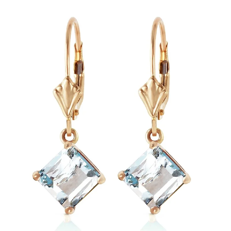 Coral branch earrings-3.2 Carat 14K Solid Gold Excellence Aquamarine Earrings