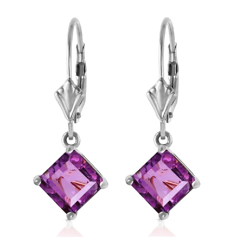 Coarse grain earrings-3.2 Carat 14K Solid White Gold Treasure Of Values Amethyst Earrings