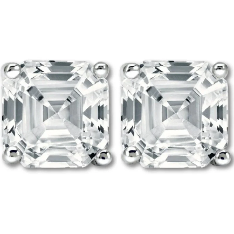 Zenith stud earrings-3.32Ct Asscher Cut Diamond Studs White Gold Lab Grown Earrings