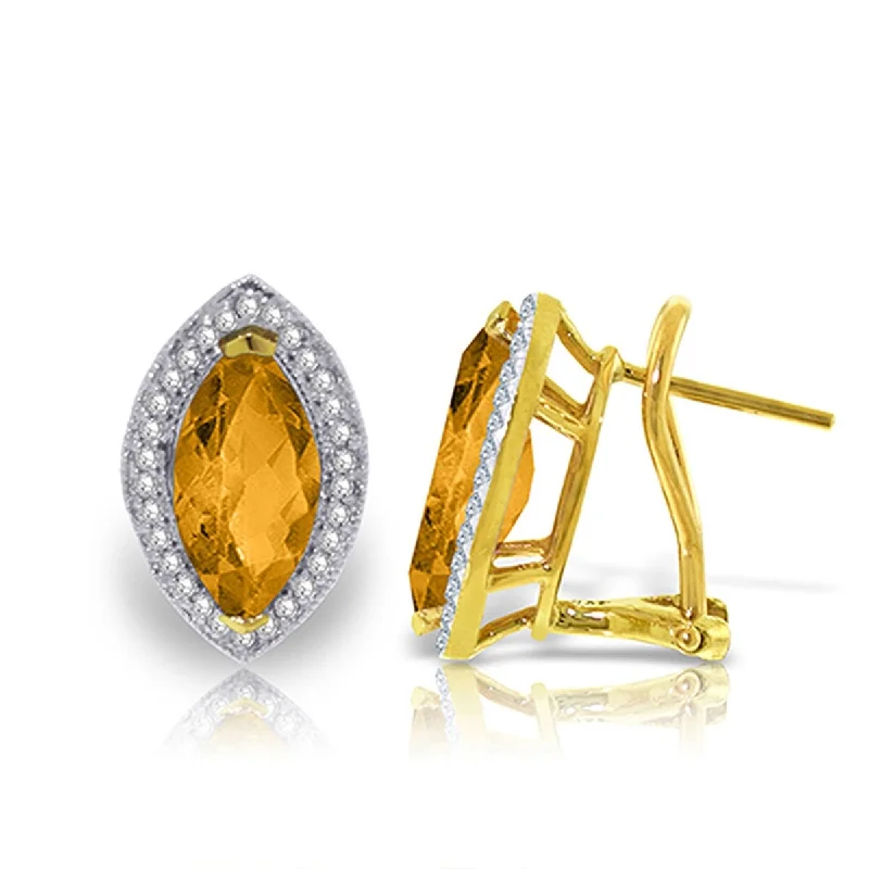 Chipped rim earrings-3.6 Carat 14K Solid Gold Natural Marquise Citrine Diamond Earrings