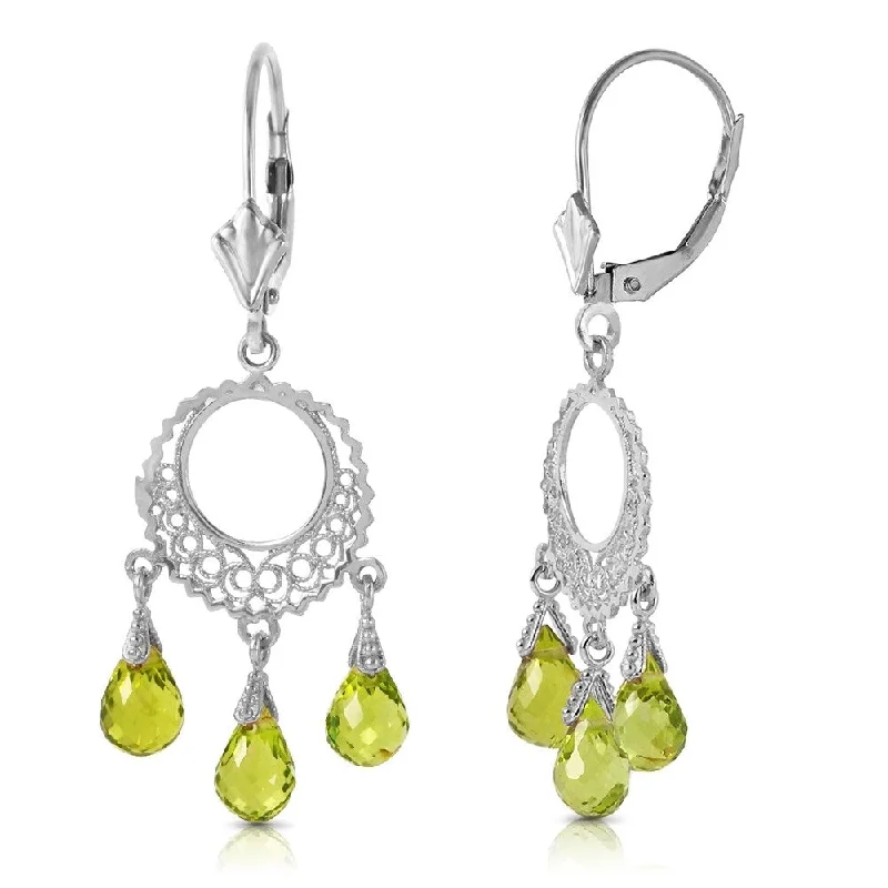 Daisy flower earrings-3.75 Carat 14K Solid White Gold Not Single Anymore Peridot Earrings