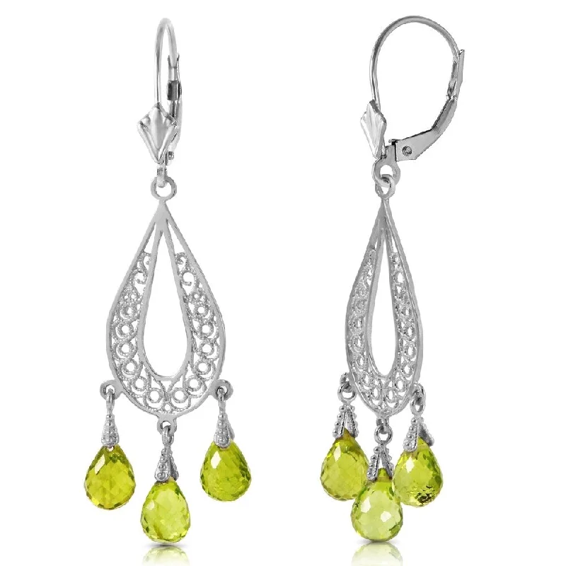 Coral branch earrings-3.75 CTW 14K Solid White Gold Chandelier Earrings Natural Peridot