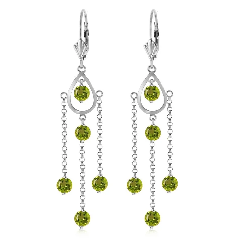 Luminous set earrings-3 Carat 14K Solid White Gold Washington Square Peridot Earrings