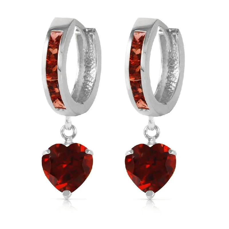 Wavy stripe earrings-4.1 Carat 14K Solid White Gold How Sweet The Night Garnet Earrings